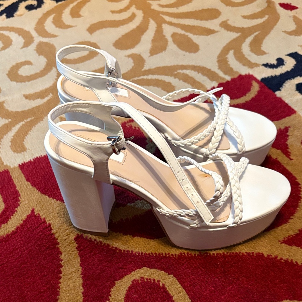 Chic White Braided Platform Sandals